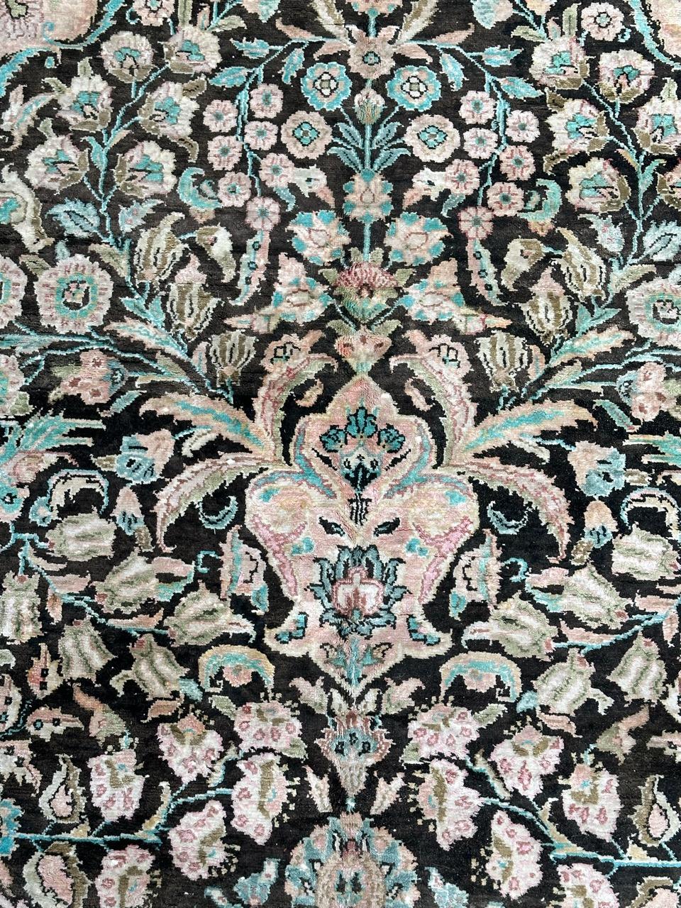 Very beautiful large vintage silk Qom rug For Sale 1