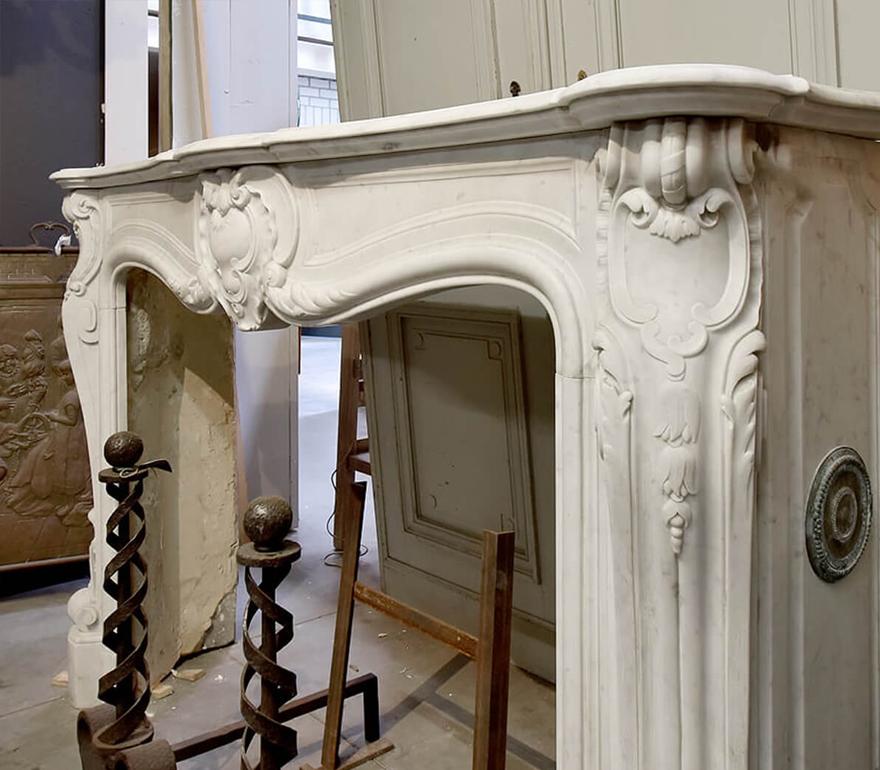 French Very Beautiful Marble Antique Fireplace 19th Century