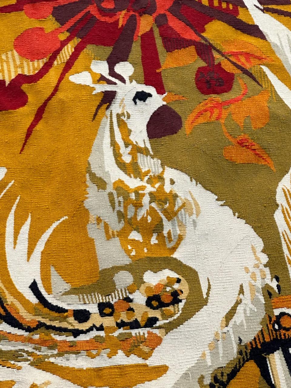 Very Beautiful modern art deco Aubusson Tapestry by Herve Lelong For Sale 4