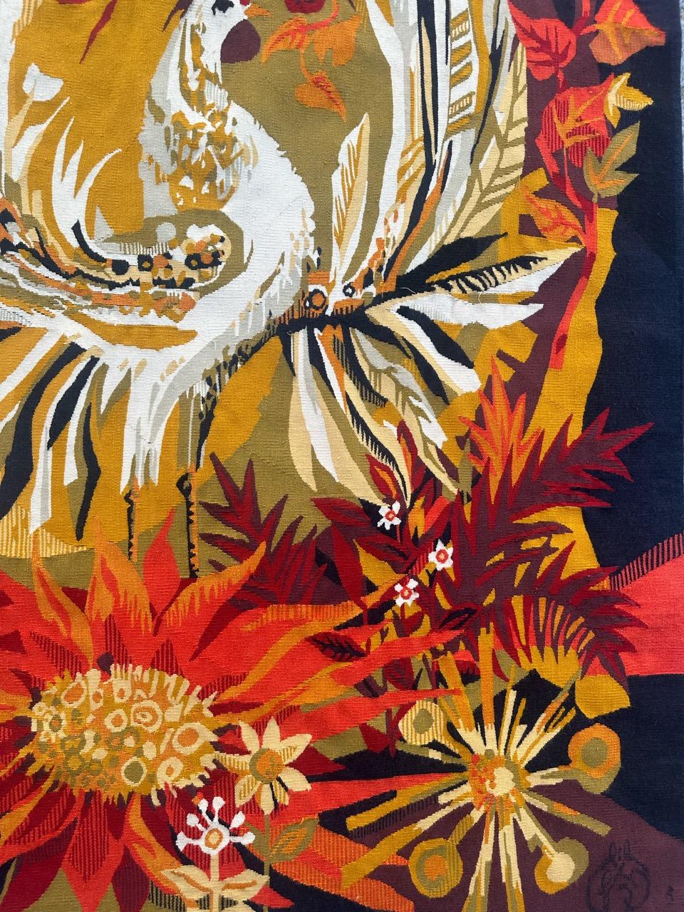 Tunisian Very Beautiful modern art deco Aubusson Tapestry by Herve Lelong For Sale