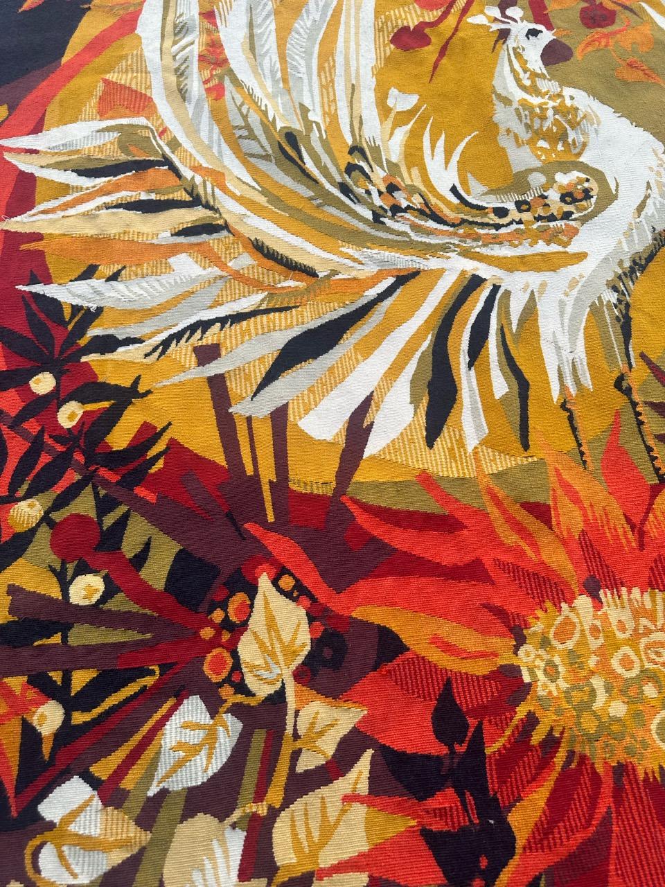 Hand-Woven Very Beautiful modern art deco Aubusson Tapestry by Herve Lelong For Sale