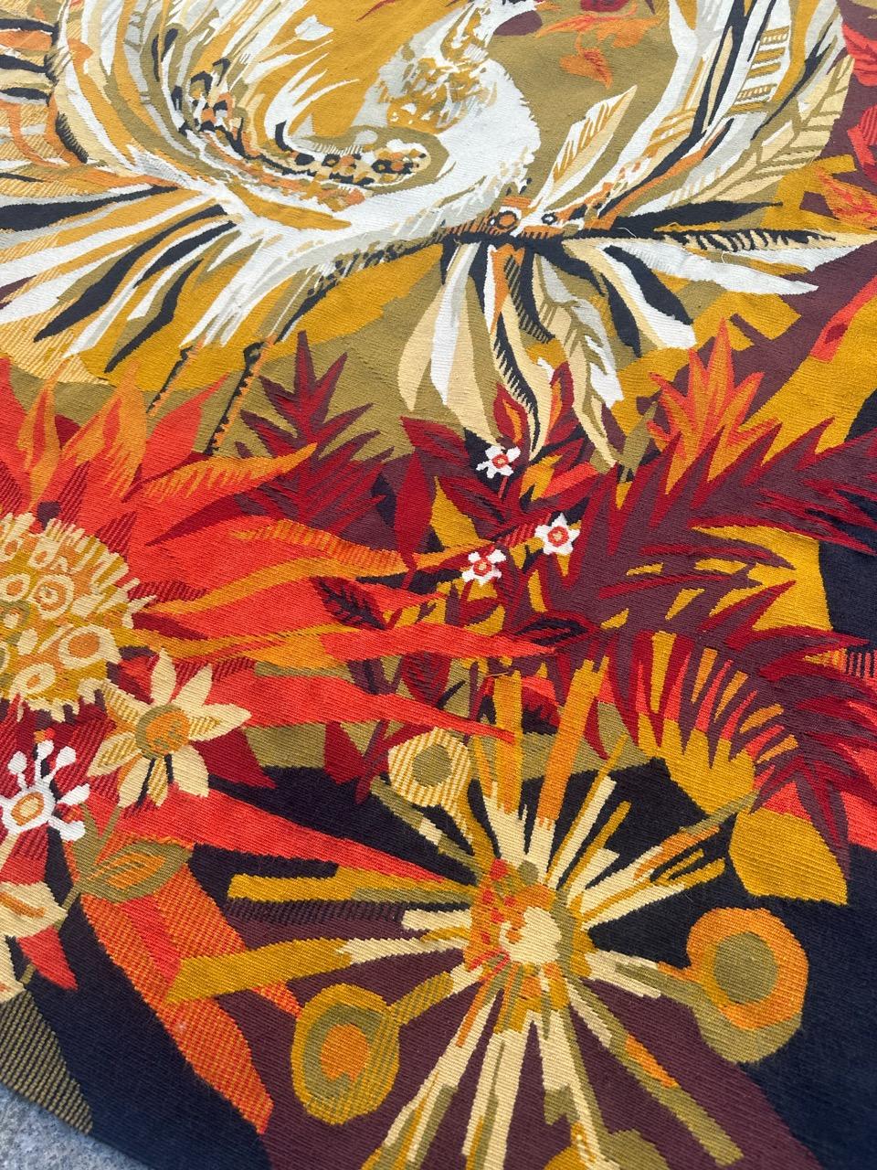 Very Beautiful modern art deco Aubusson Tapestry by Herve Lelong In Good Condition For Sale In Saint Ouen, FR