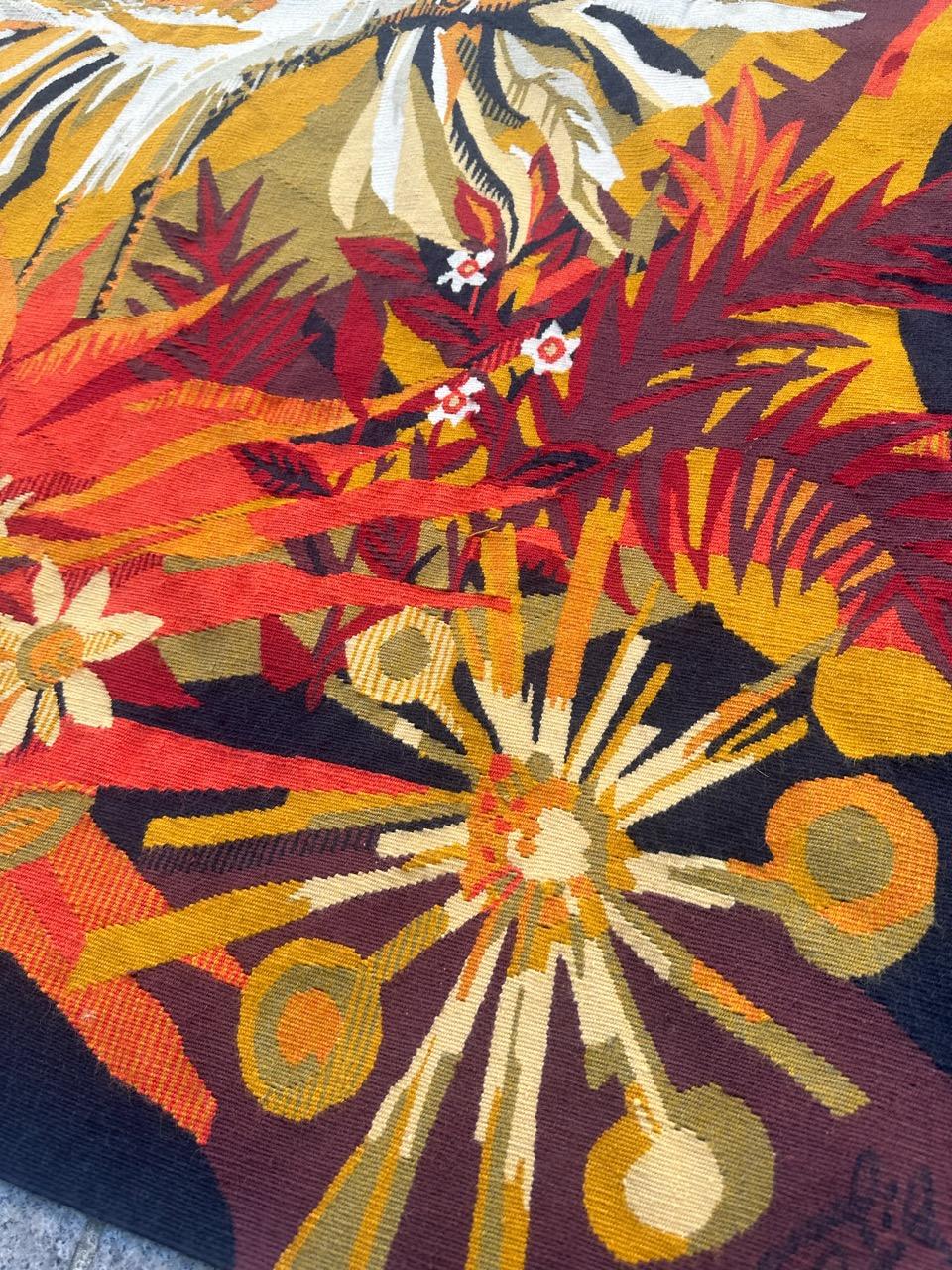20th Century Very Beautiful modern art deco Aubusson Tapestry by Herve Lelong For Sale