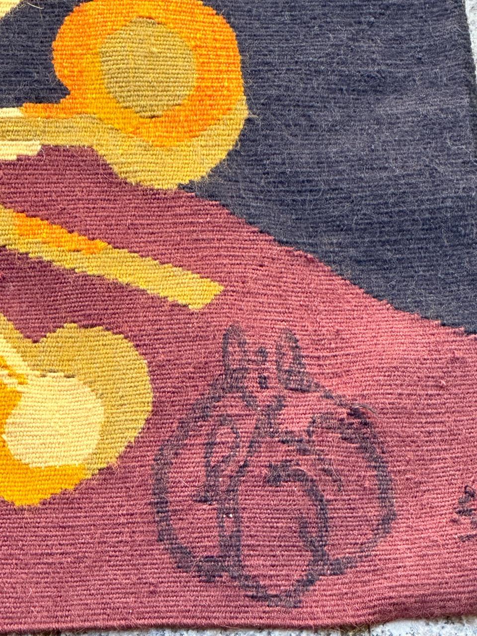 Very Beautiful modern art deco Aubusson Tapestry by Herve Lelong For Sale 1