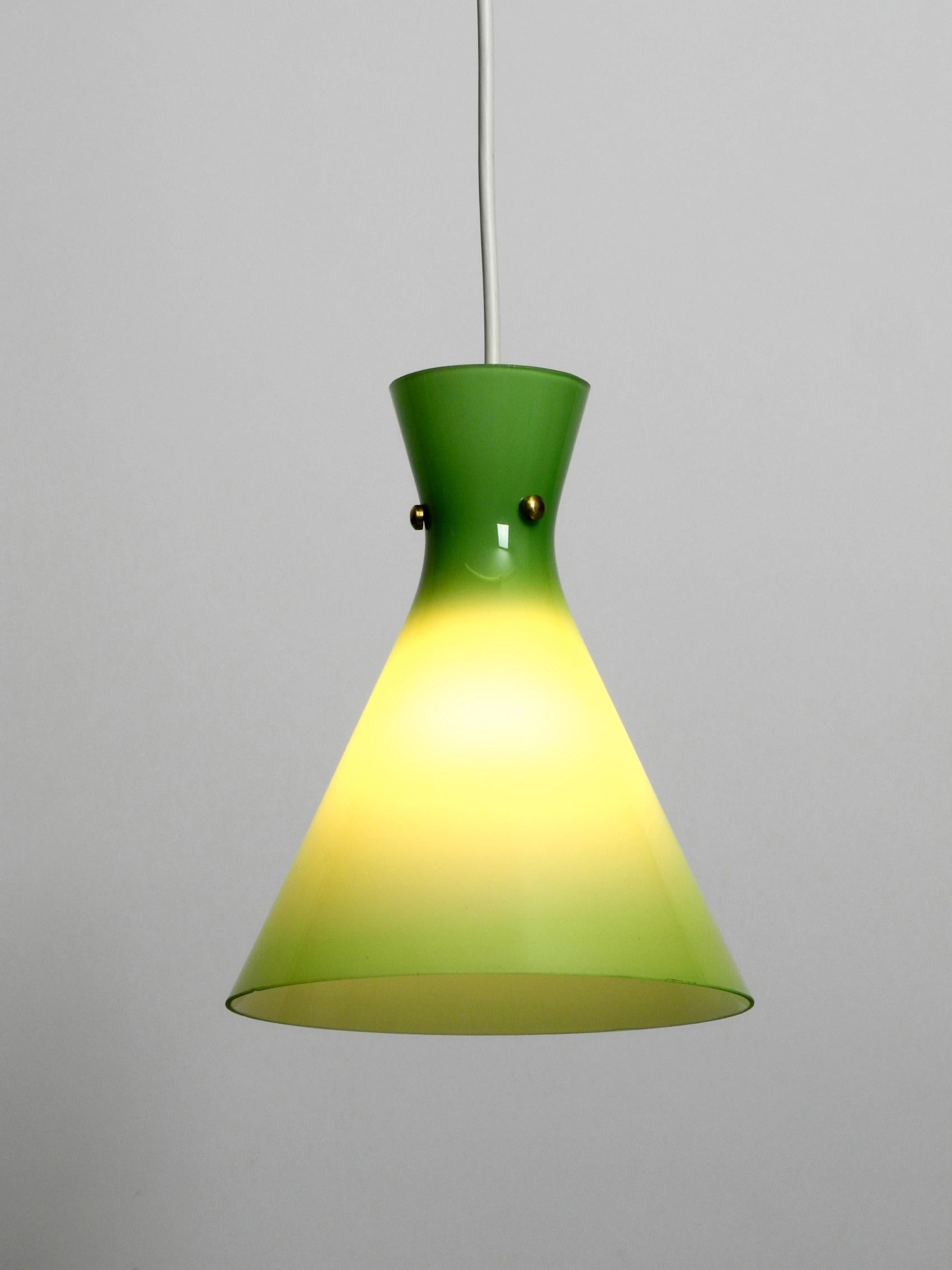 Austrian Very Beautiful Midcentury Flashed Glass Diabolo Pendant Lamp in Green For Sale