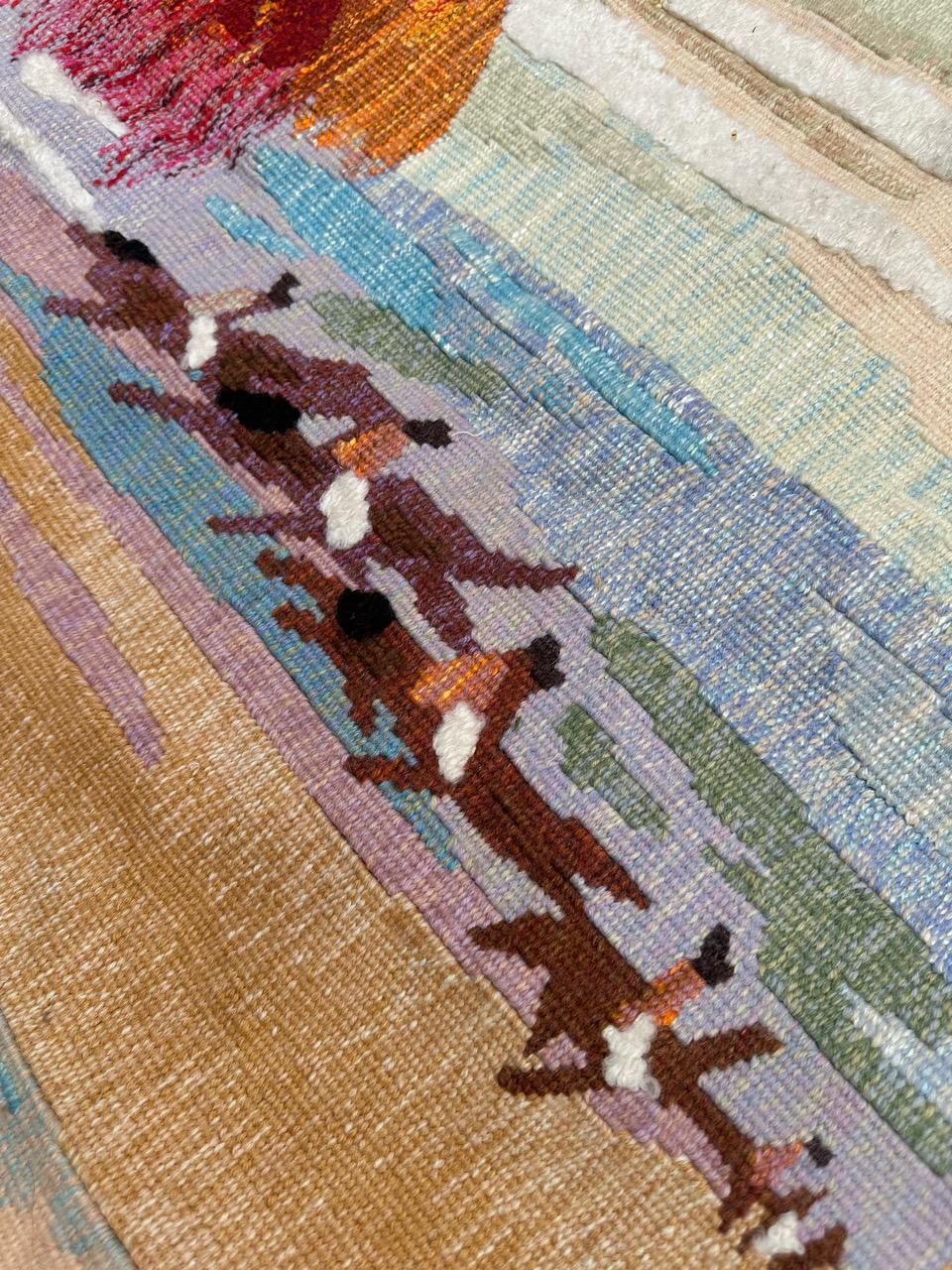 Very beautiful mid century French Aubusson tapestry by « Thérèse Le Guen » For Sale 5