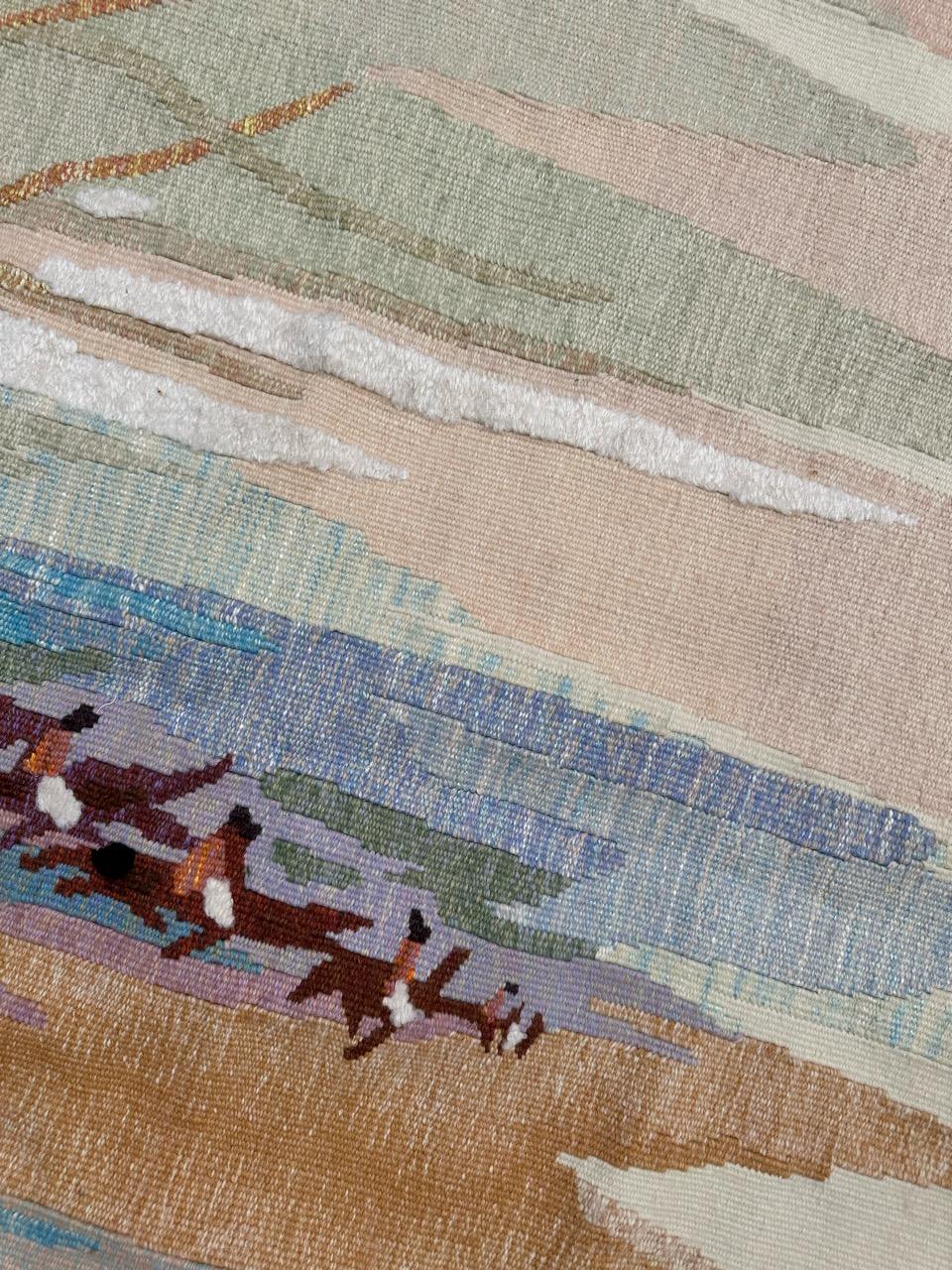 Very beautiful mid century French Aubusson tapestry by « Thérèse Le Guen » For Sale 6