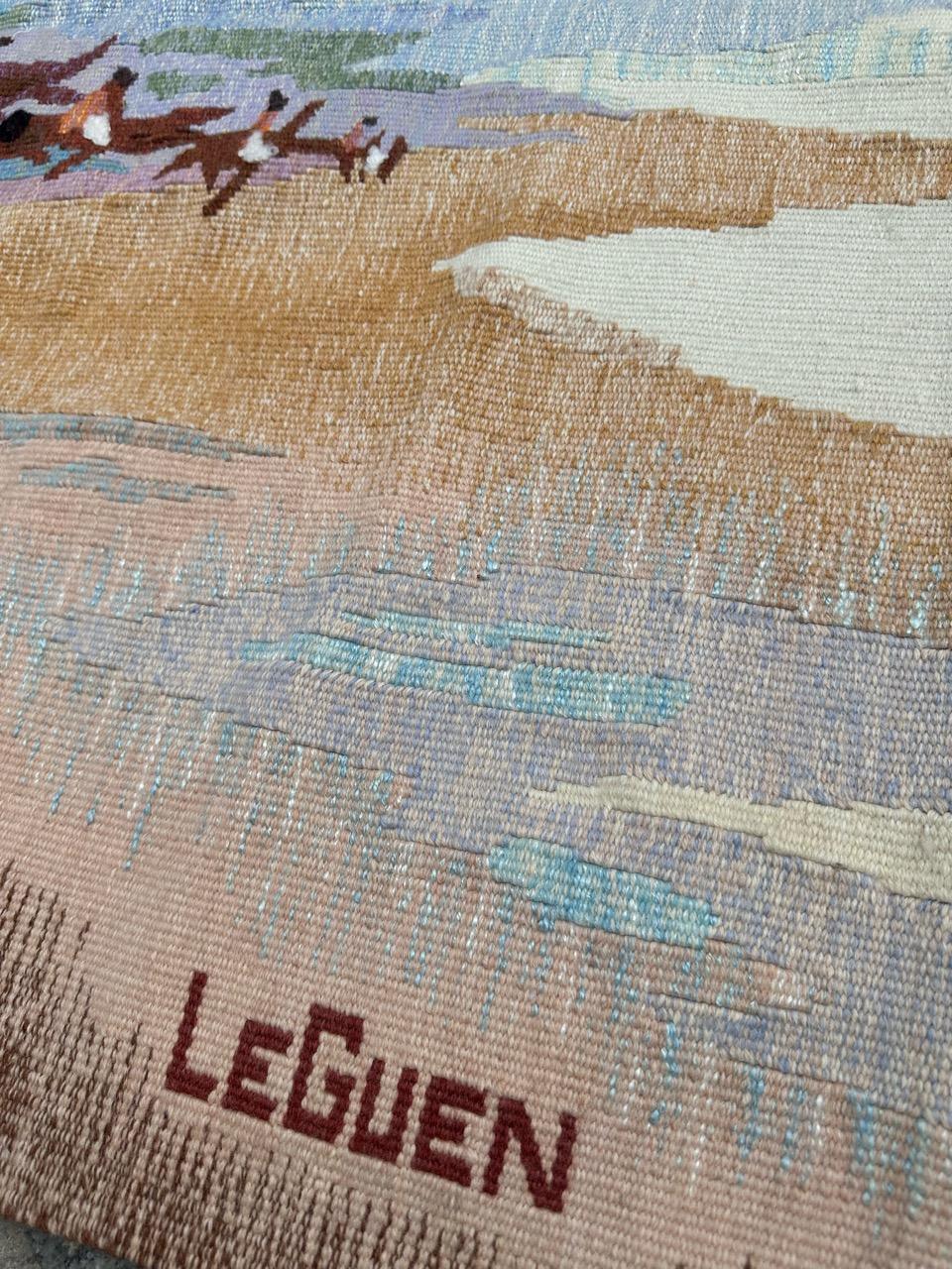 Very beautiful mid century French Aubusson tapestry by « Thérèse Le Guen » For Sale 10
