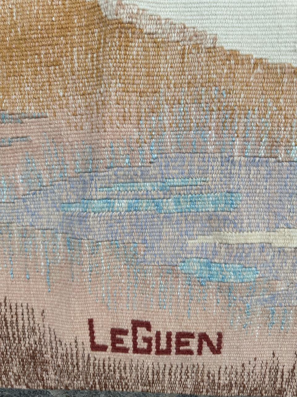 Mid-Century Modern Very beautiful mid century French Aubusson tapestry by « Thérèse Le Guen » For Sale