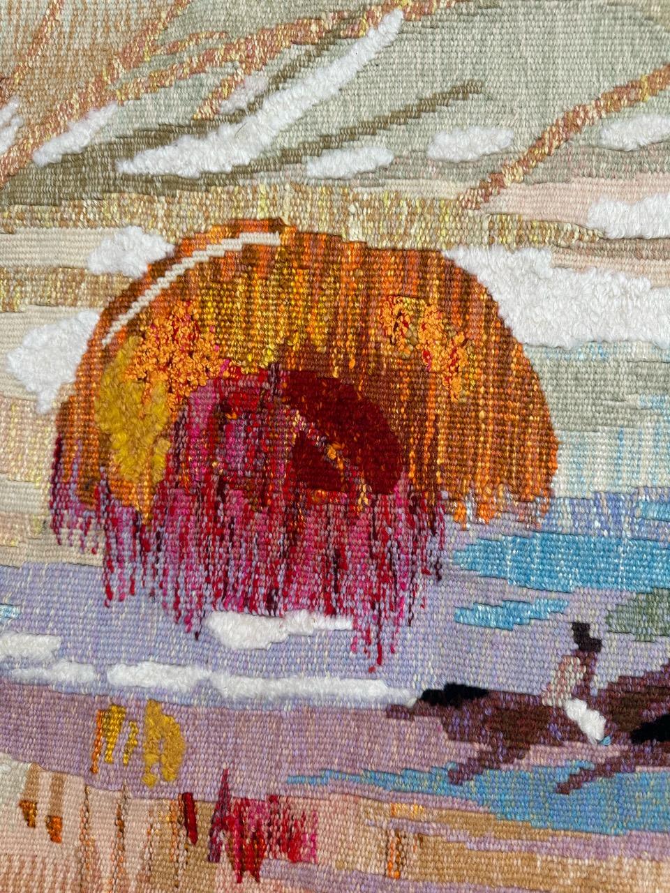 Very beautiful mid century French Aubusson tapestry by « Thérèse Le Guen » In Good Condition For Sale In Saint Ouen, FR