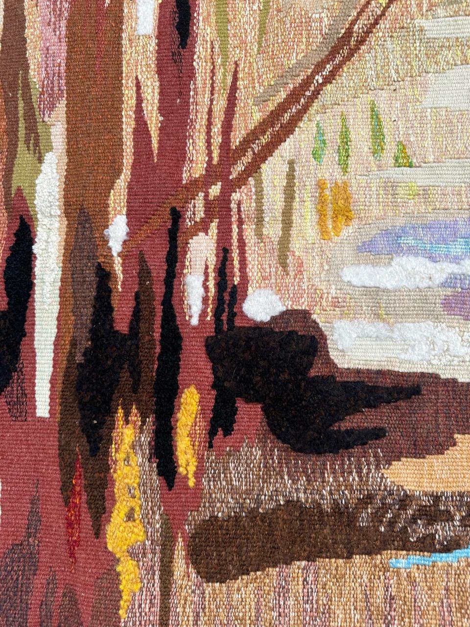 20th Century Very beautiful mid century French Aubusson tapestry by « Thérèse Le Guen » For Sale