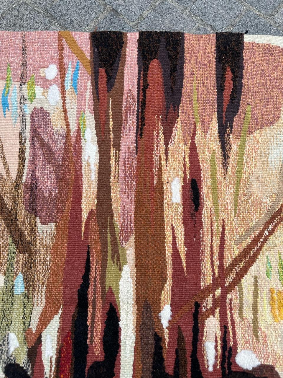 Wool Very beautiful mid century French Aubusson tapestry by « Thérèse Le Guen » For Sale