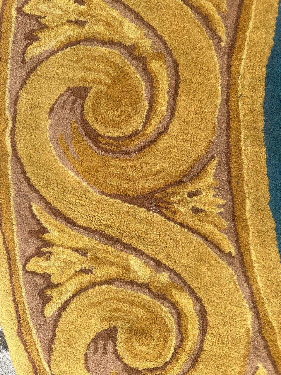 Very beautiful mid century French round Janus savonnerie rug 3