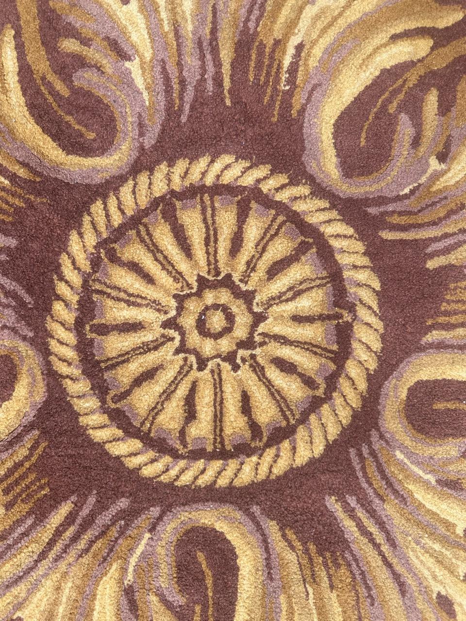 Very beautiful mid century French round Janus savonnerie rug 6