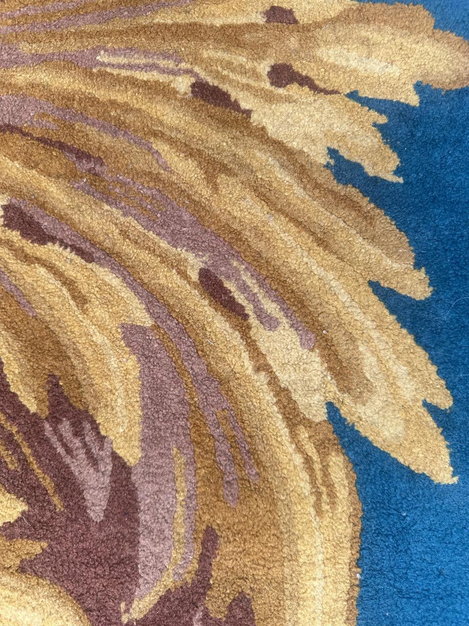 Very beautiful mid century French round Janus savonnerie rug 7
