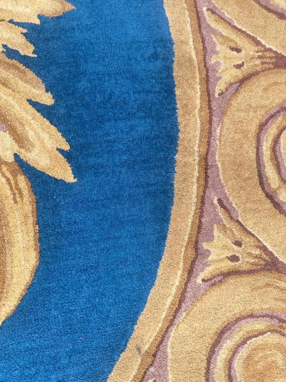 Very beautiful mid century French round Janus savonnerie rug 8