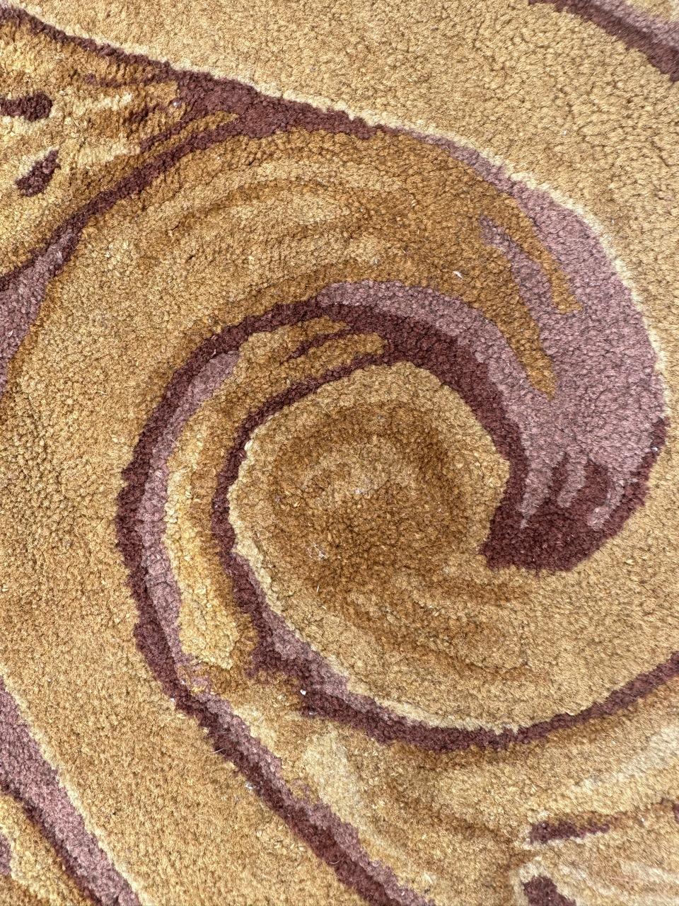 Very beautiful mid century French round Janus savonnerie rug 10