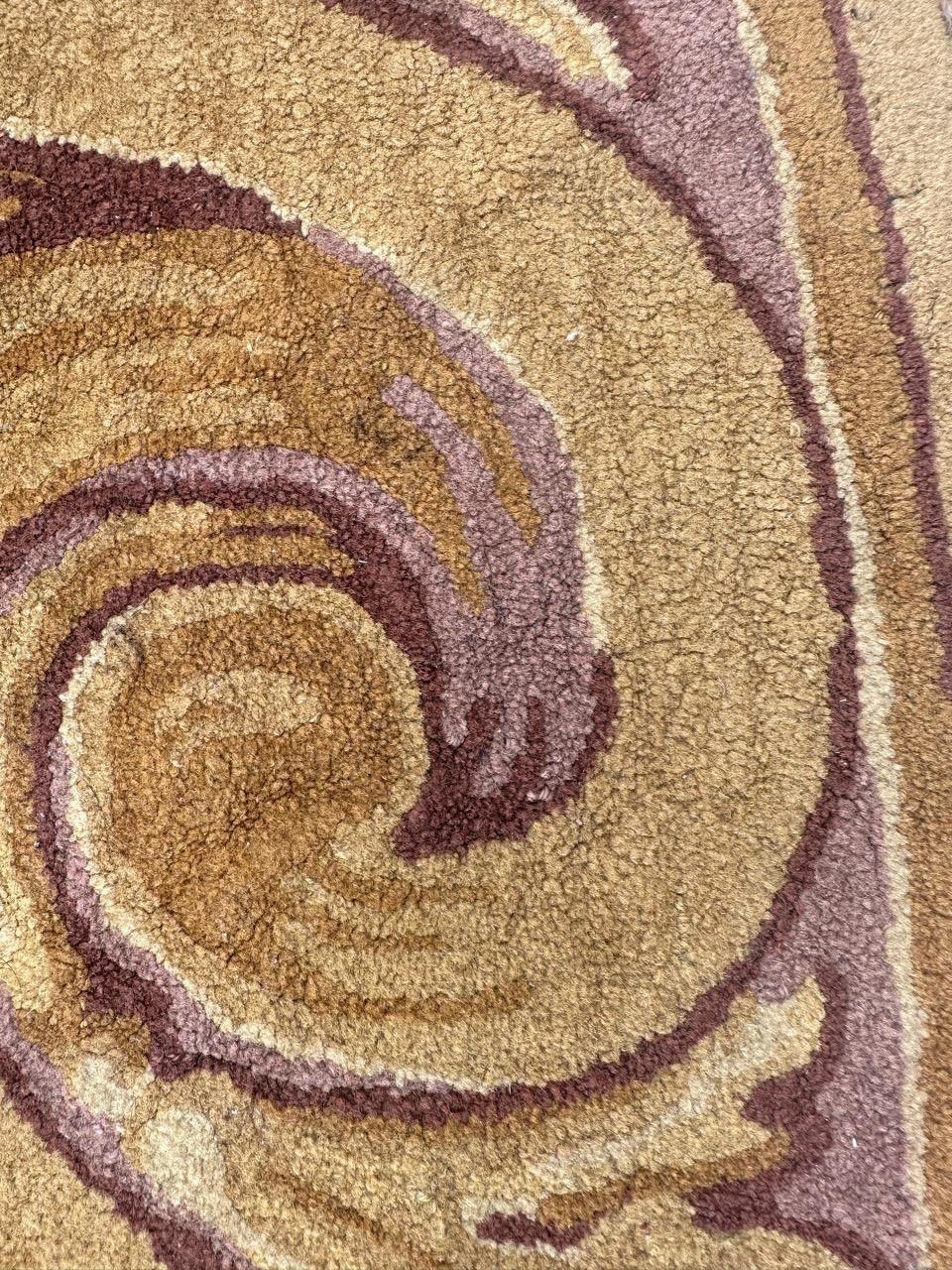 Very beautiful mid century French round Janus savonnerie rug 11