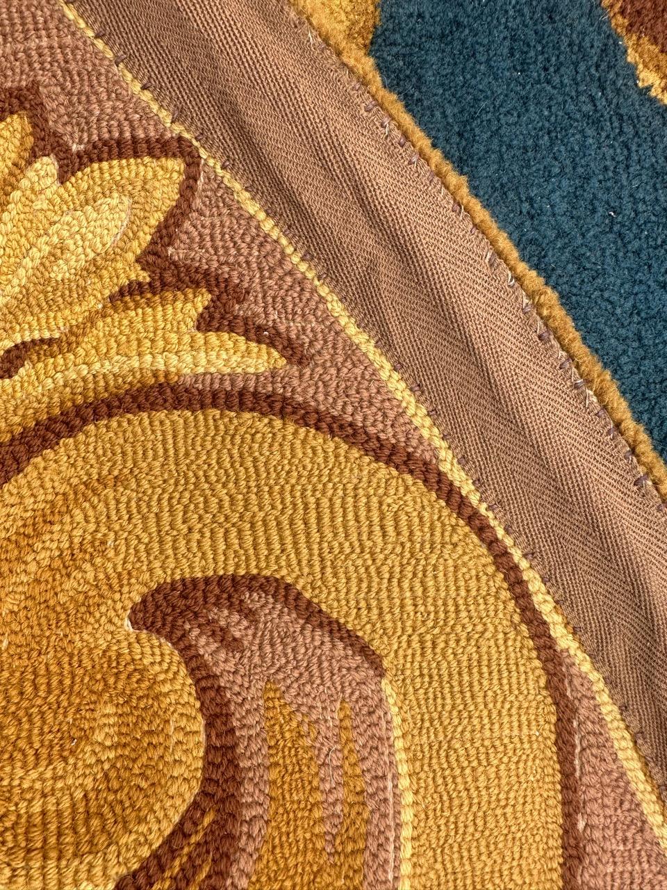 Very beautiful mid century French round Janus savonnerie rug 12
