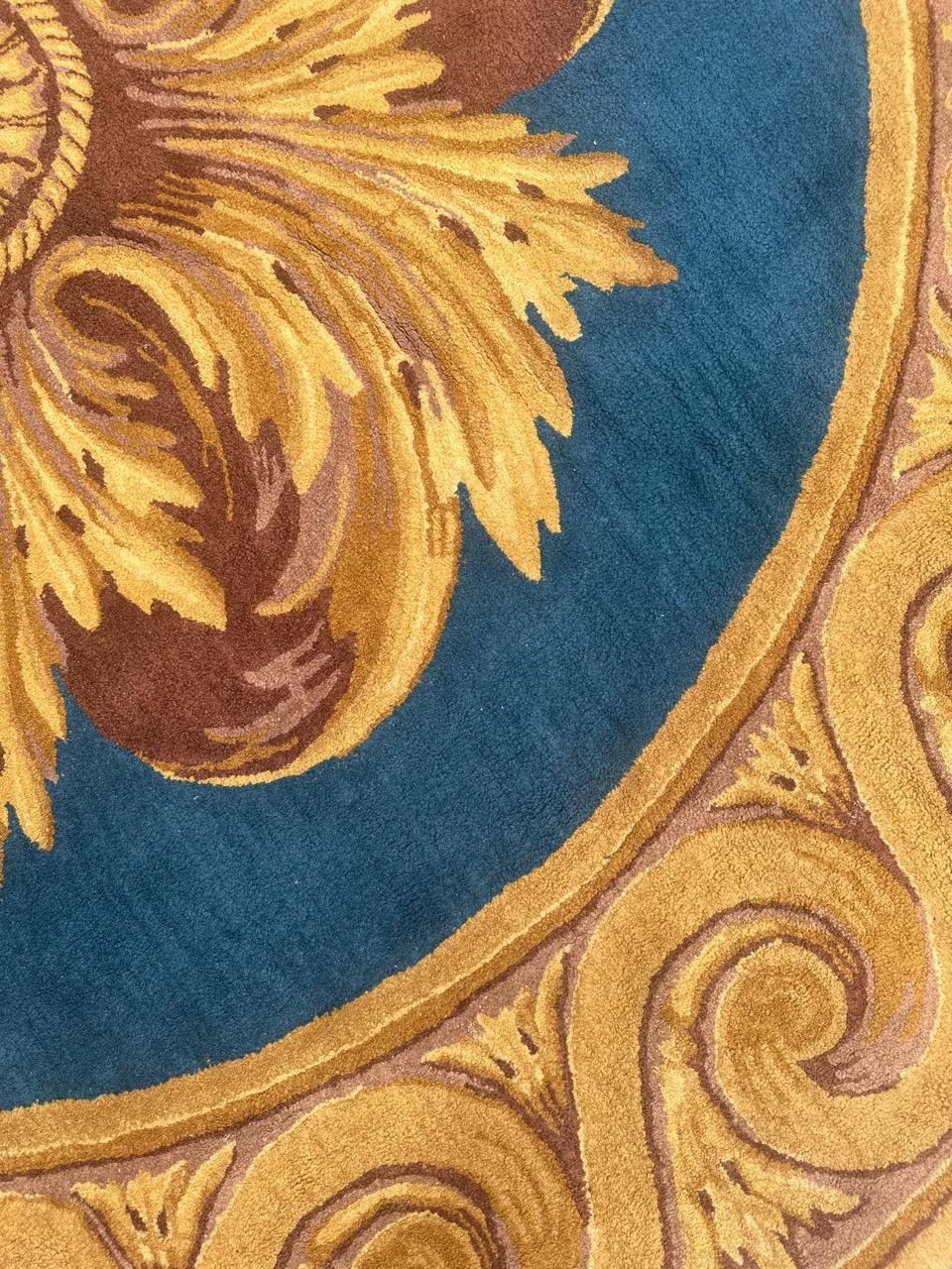 Hand-Crafted Very beautiful mid century French round Janus savonnerie rug