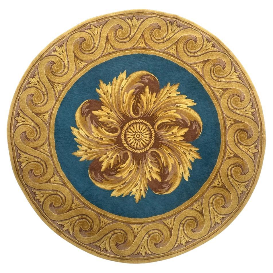 Very beautiful mid century French round Janus savonnerie rug