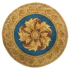 Vintage Very beautiful mid century French round Janus savonnerie rug