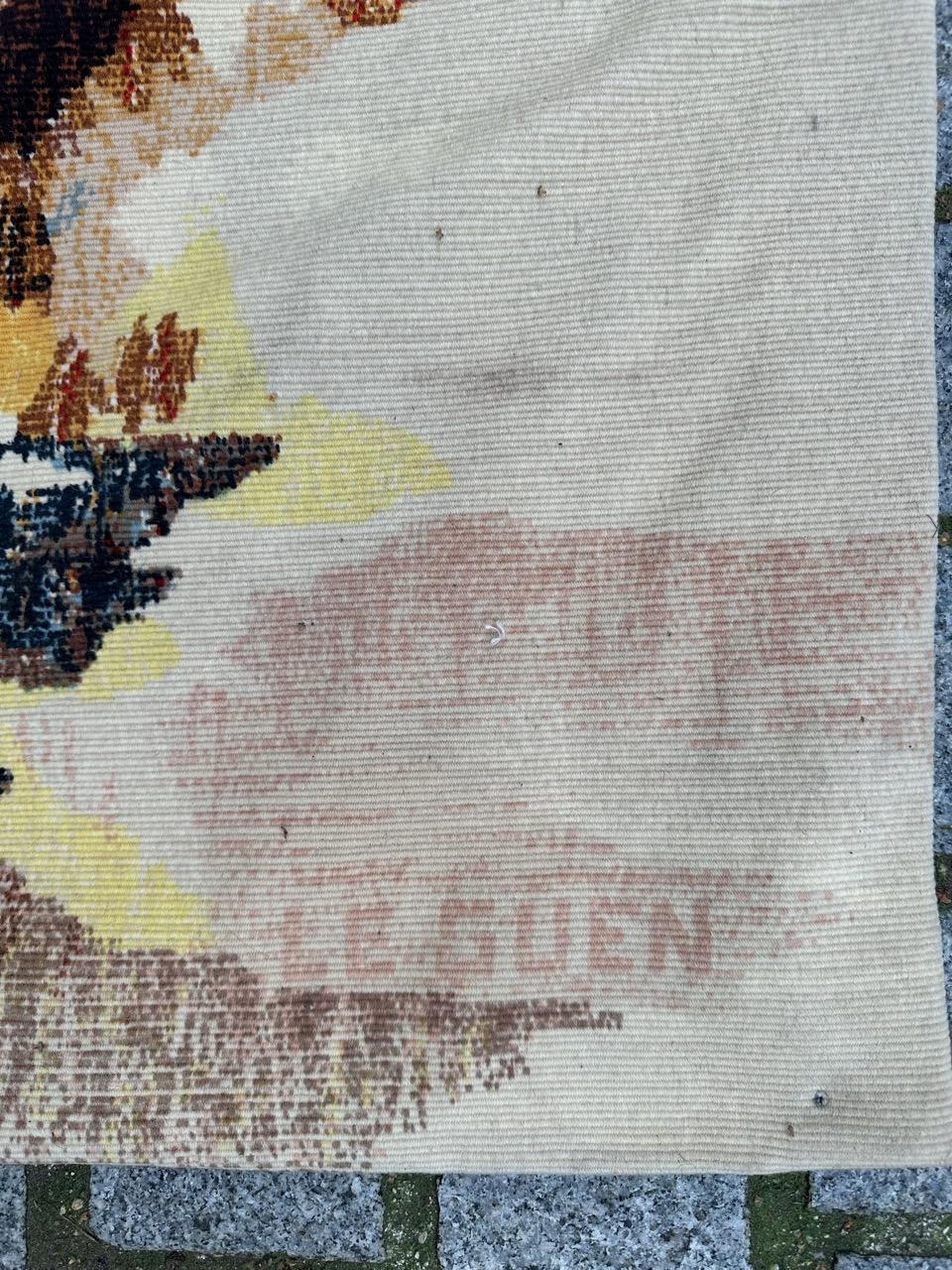 Bobyrug’s Very beautiful mid century French tapestry By « Le Guen » In Good Condition For Sale In Saint Ouen, FR