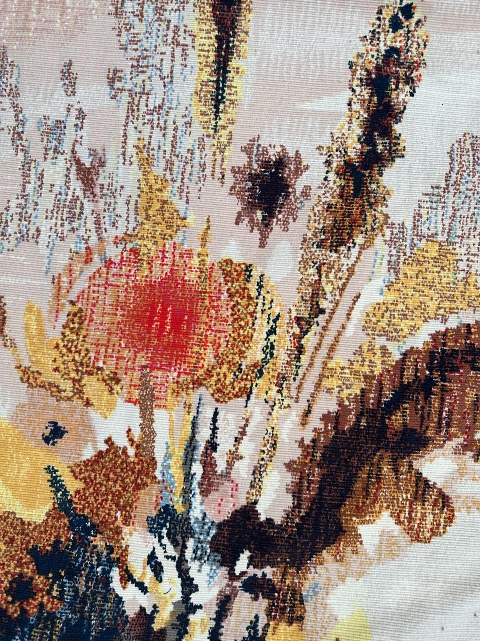 20th Century Bobyrug’s Very beautiful mid century French tapestry By « Le Guen » For Sale