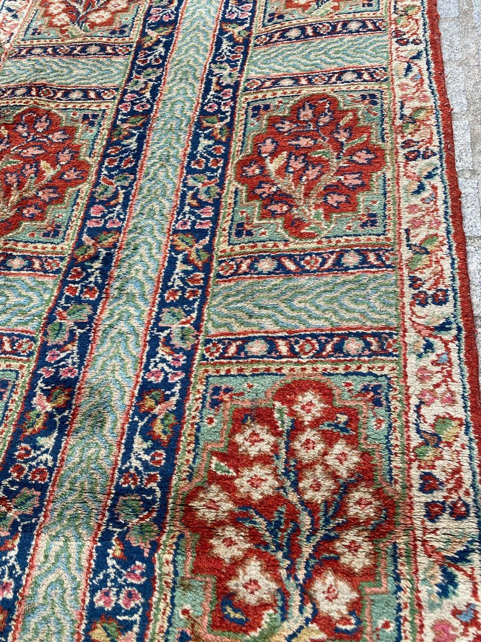 Hand-Knotted Very Beautiful Mid Century Mahal Floral Savonnerie Design Runner