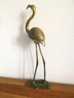 Très Beau Flamant XXL Mid-Century Moderne En Laiton