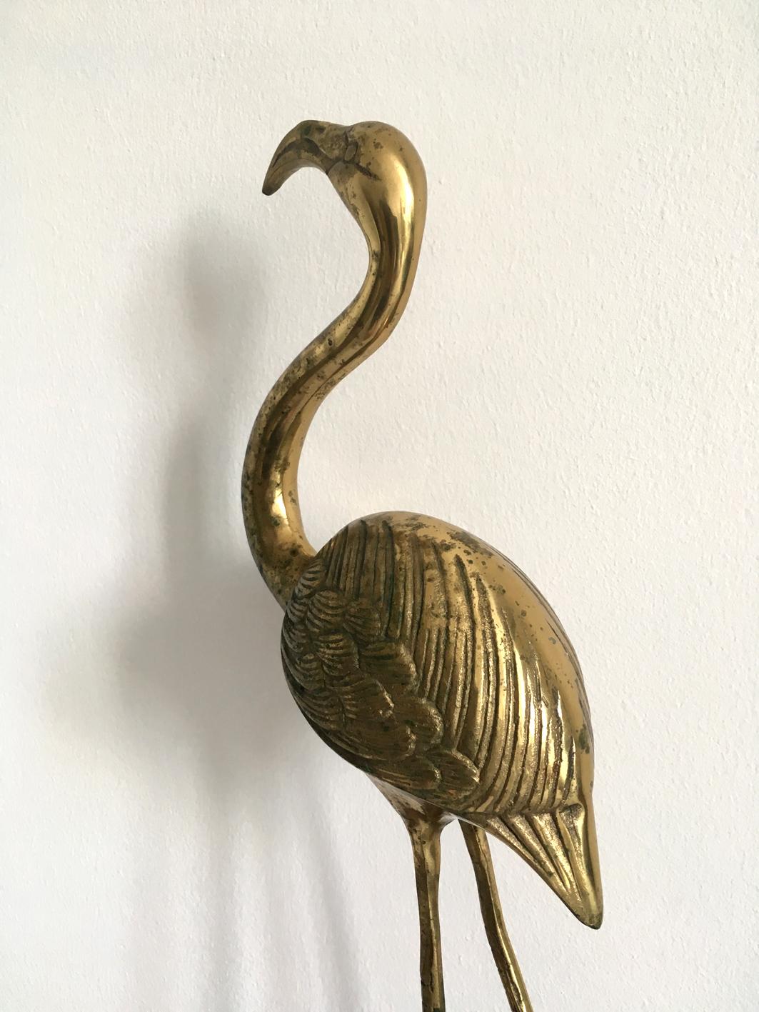 German Very Beautiful Mid-Century Modern XXL Brass Flamingo