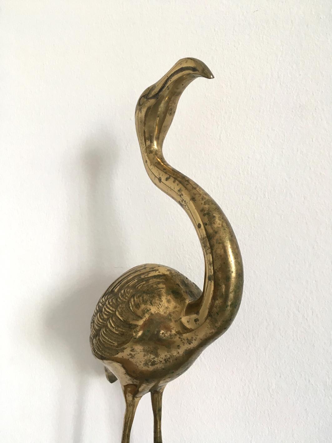 Very Beautiful Mid-Century Modern XXL Brass Flamingo In Good Condition In München, DE