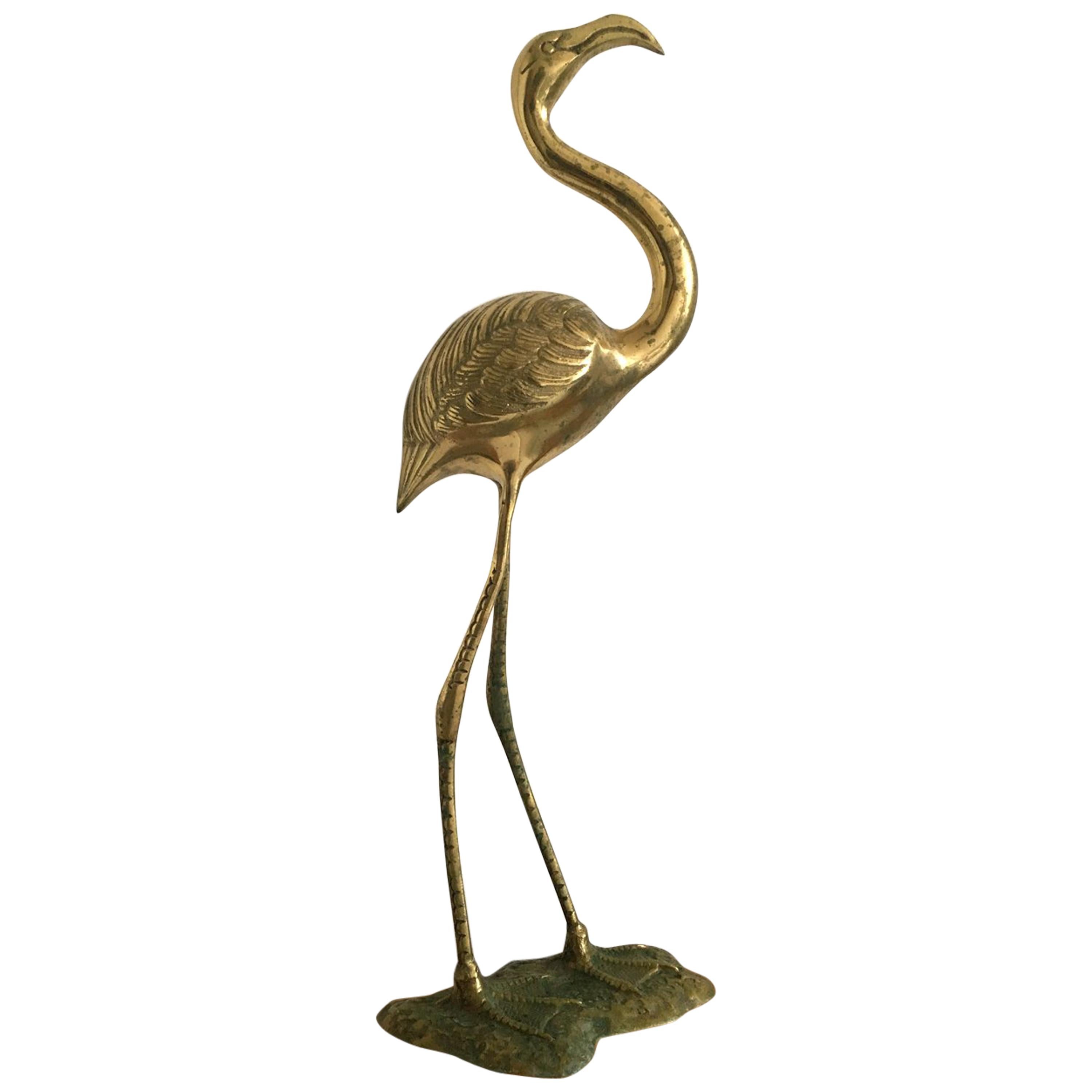 Very Beautiful Mid-Century Modern XXL Brass Flamingo