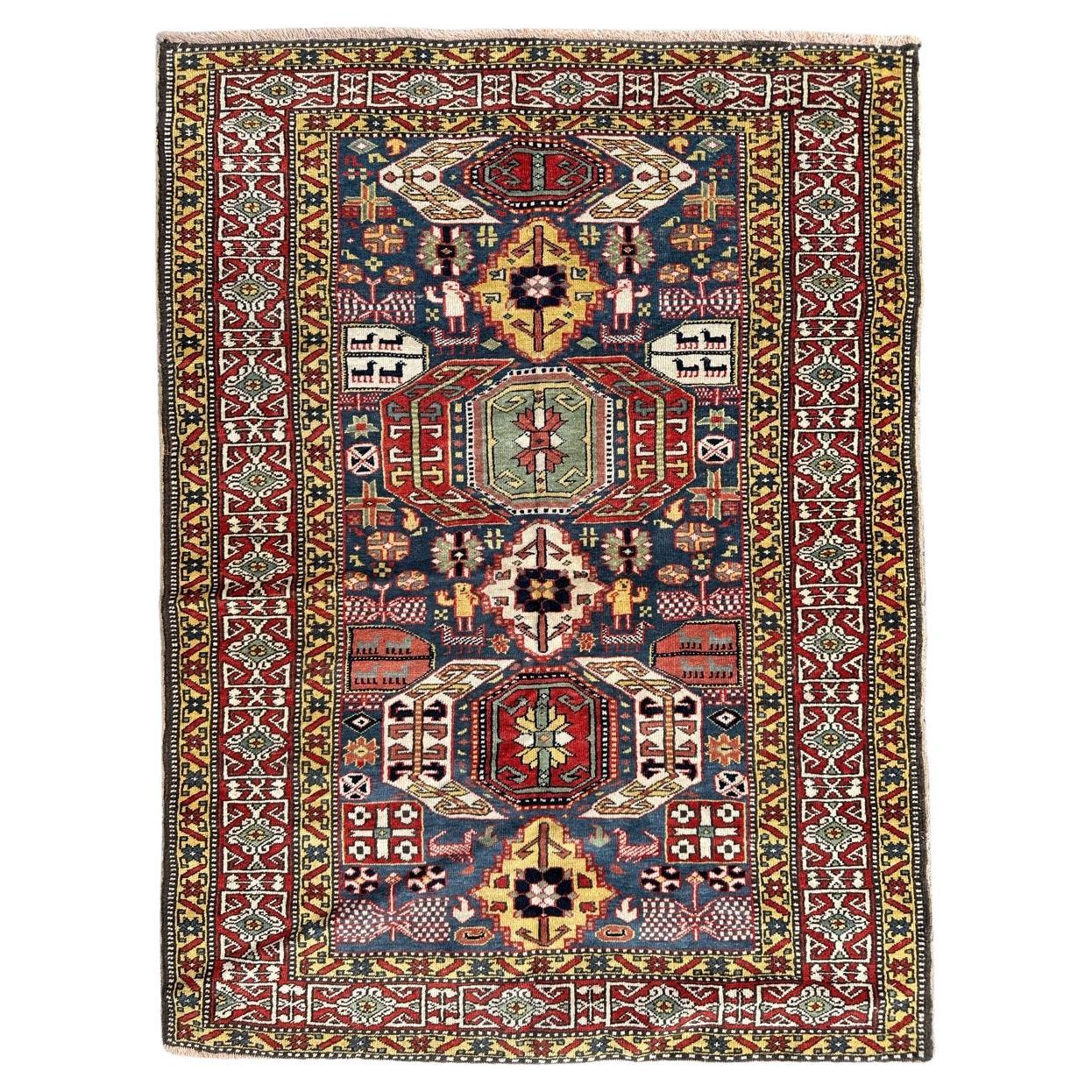 Bobyrug’s Very beautiful mid century shirwan Caucasian rug  For Sale
