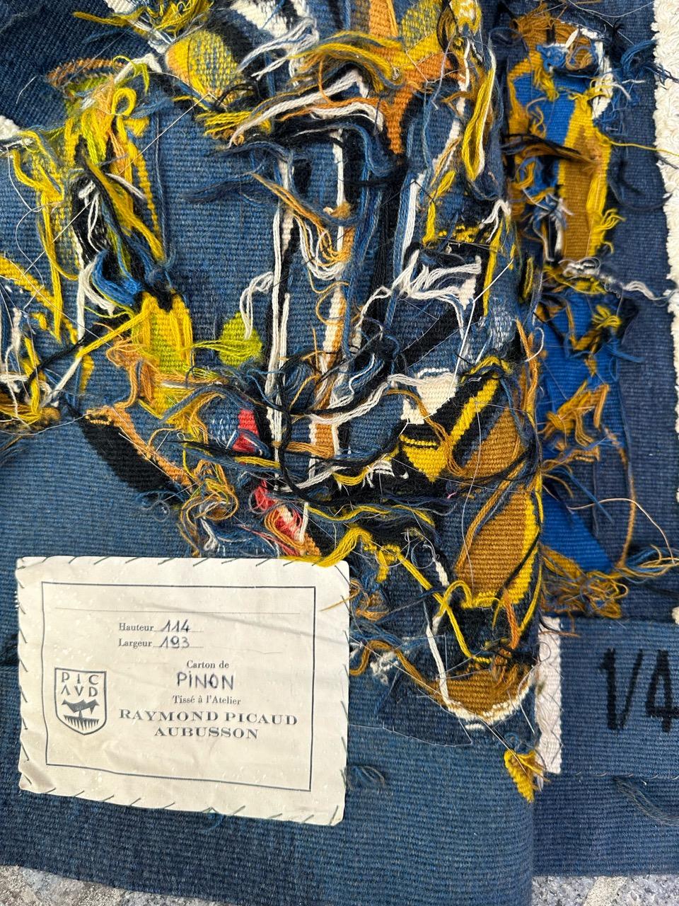 Schöner moderner Aubusson-Wandteppich von Pinon im Angebot 12
