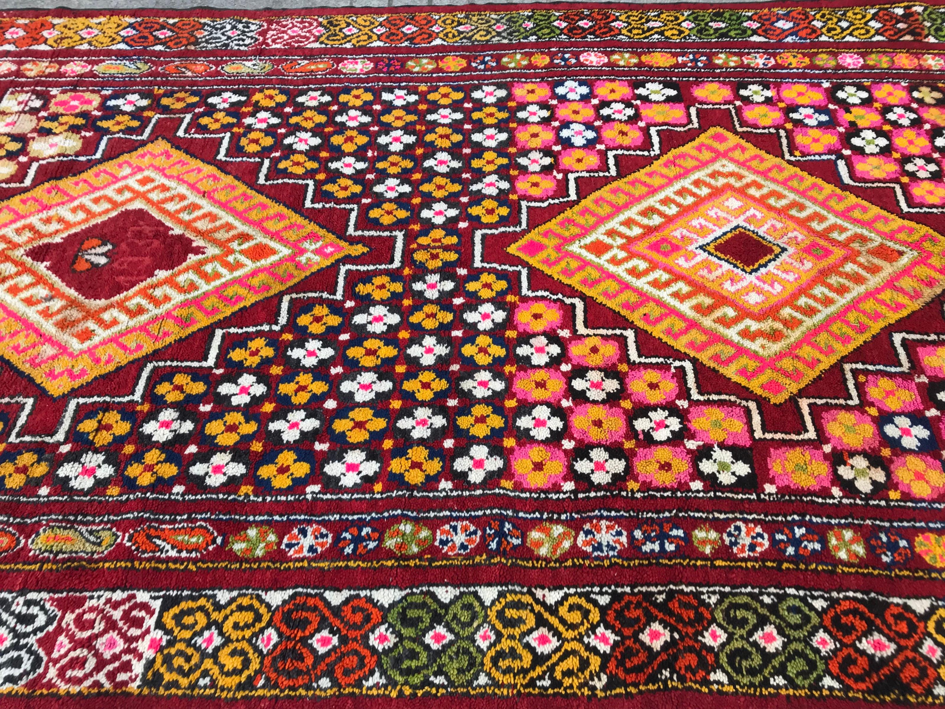 Bobyrug’s Very Beautiful Moroccan Berbere Colorful Rug For Sale 9