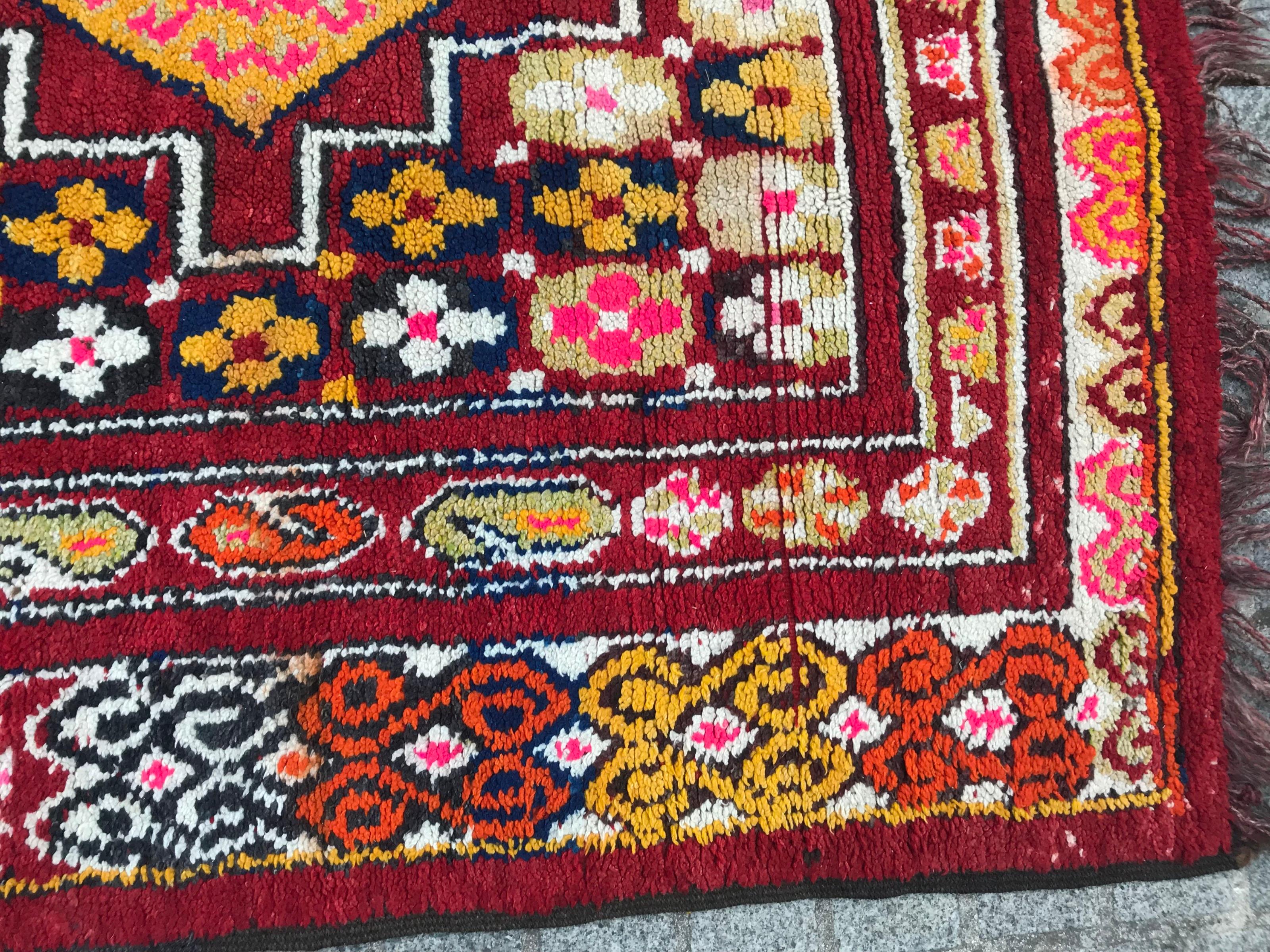 Hand-Knotted Bobyrug’s Very Beautiful Moroccan Berbere Colorful Rug For Sale