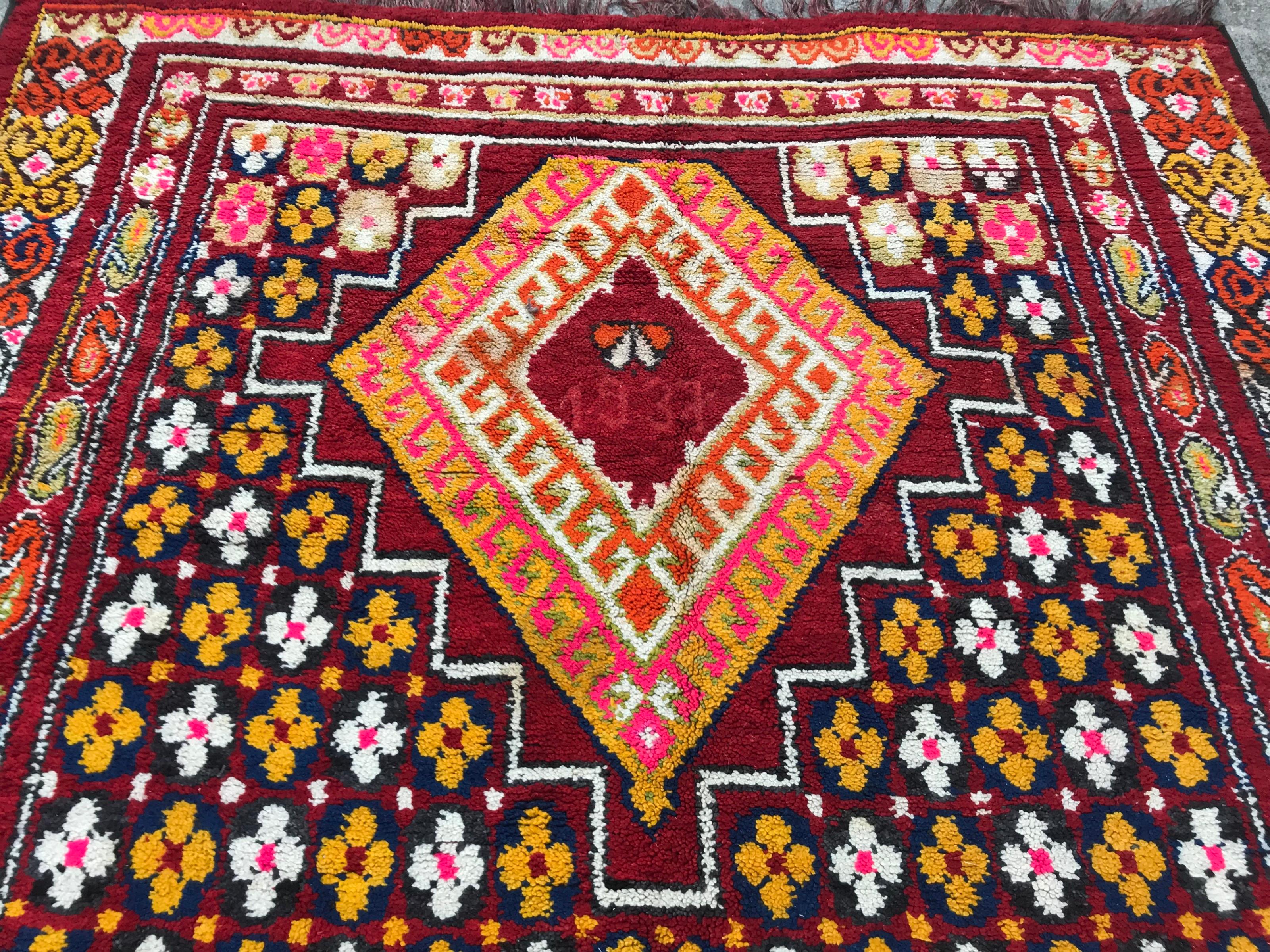20th Century Bobyrug’s Very Beautiful Moroccan Berbere Colorful Rug For Sale