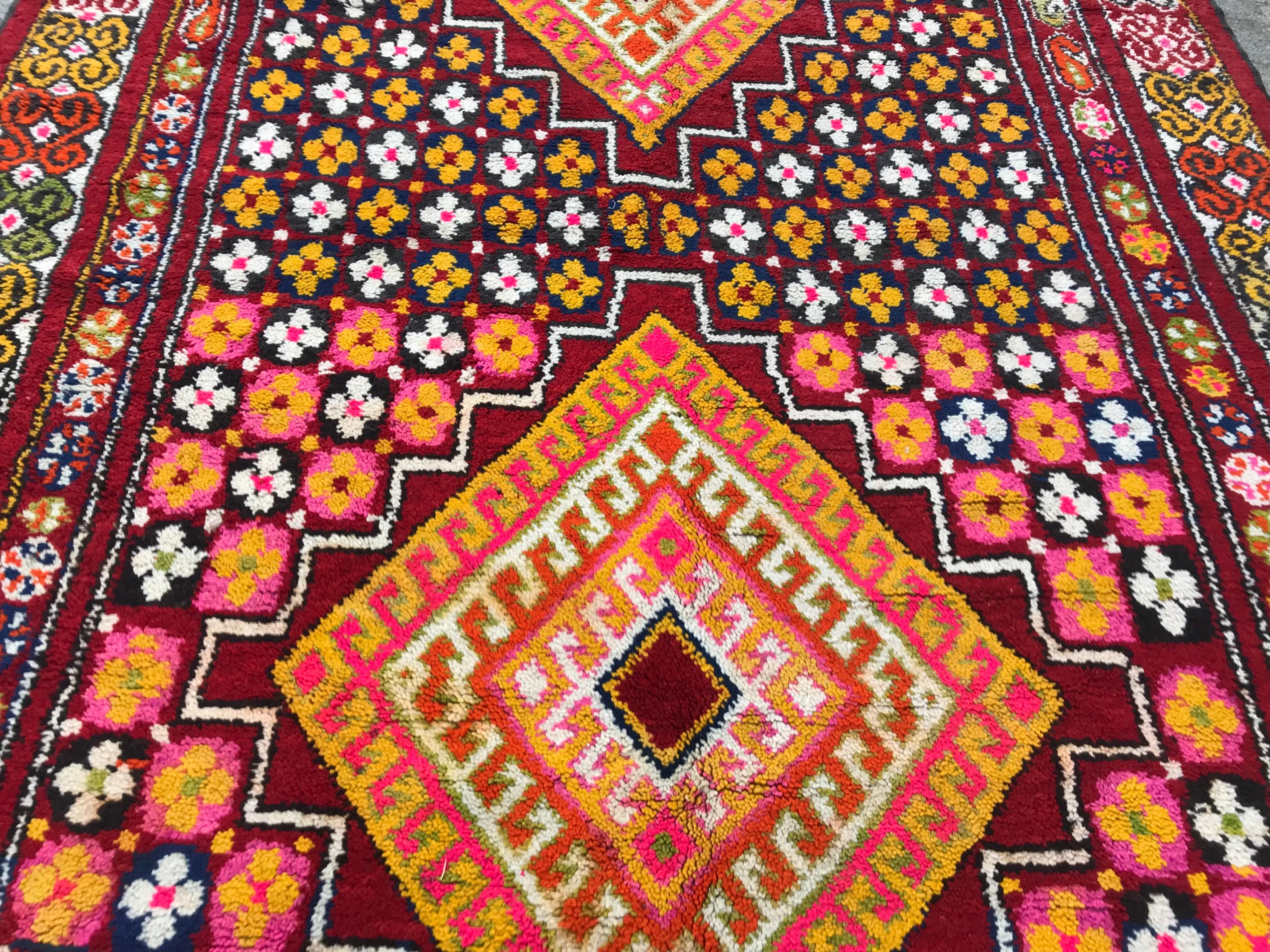 Wool Bobyrug’s Very Beautiful Moroccan Berbere Colorful Rug For Sale