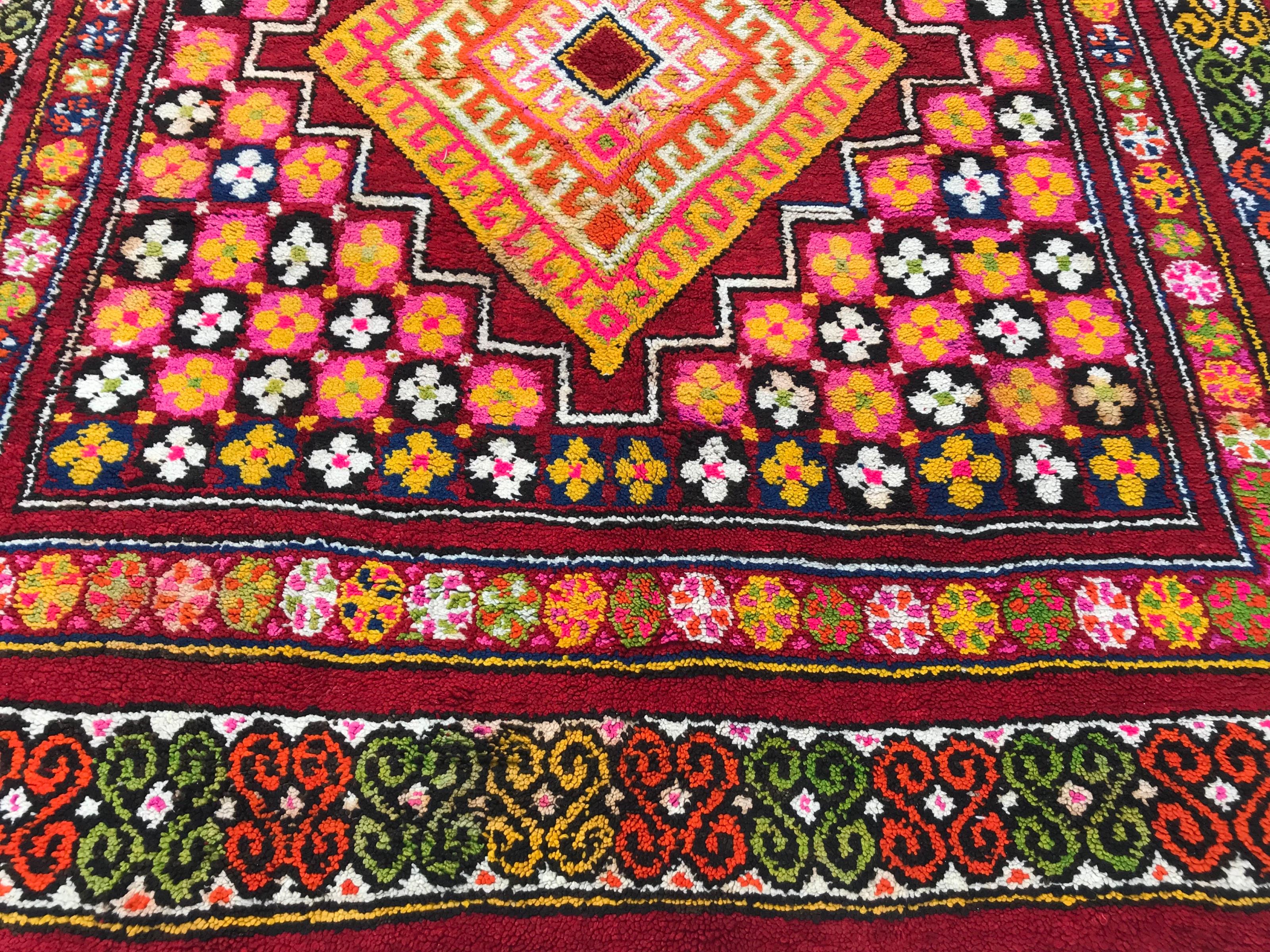 Bobyrug's Very Beautiful Moroccan Berbere Colorful Rug (Wolle) im Angebot