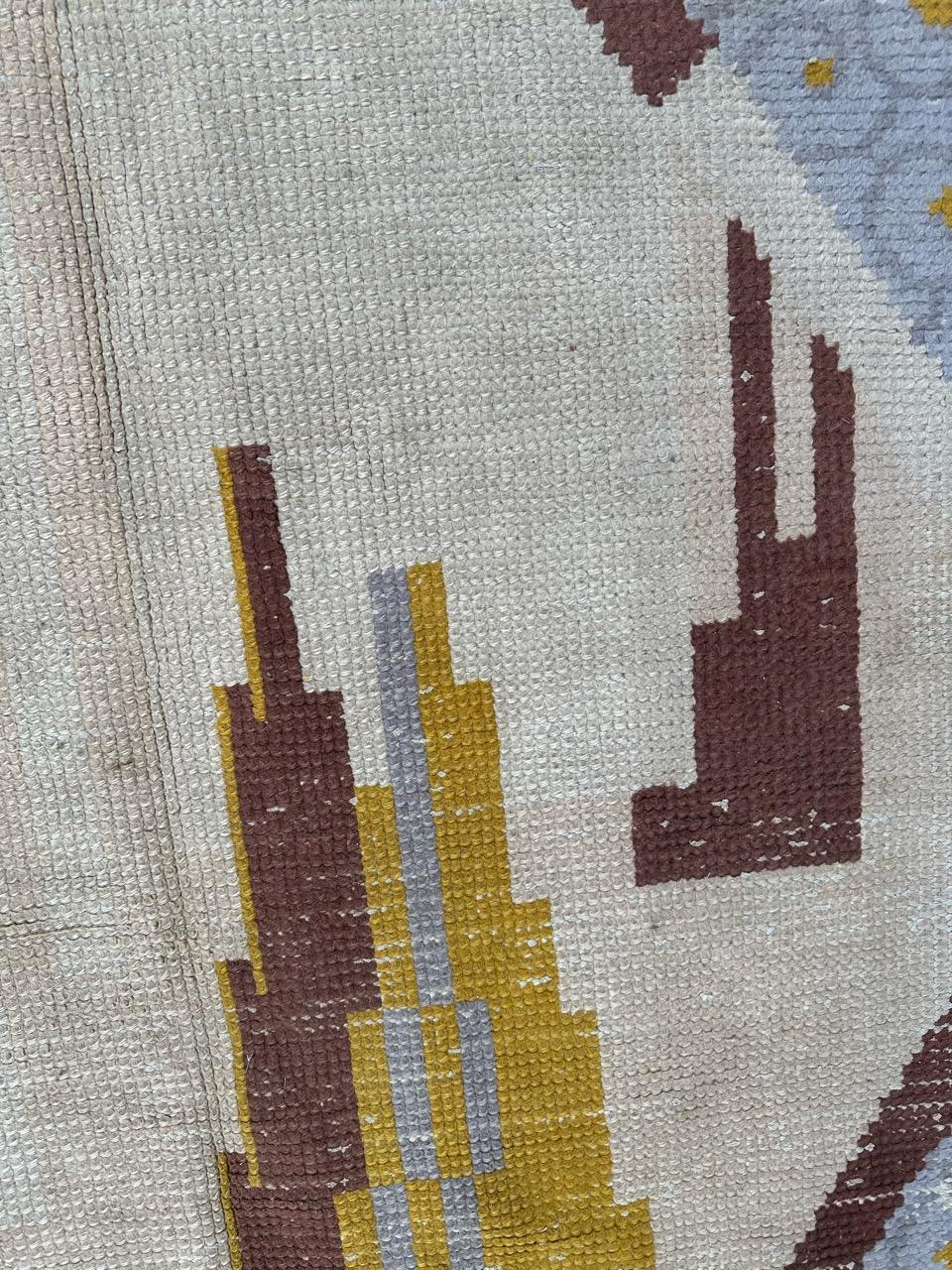 Very beautiful original french art deco rug by Cransac For Sale 3