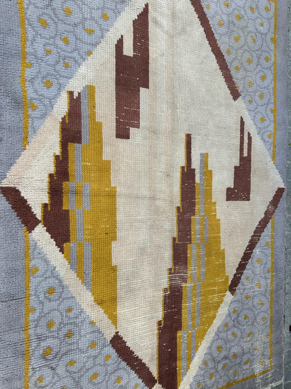 Very beautiful original french art deco rug by Cransac For Sale 4