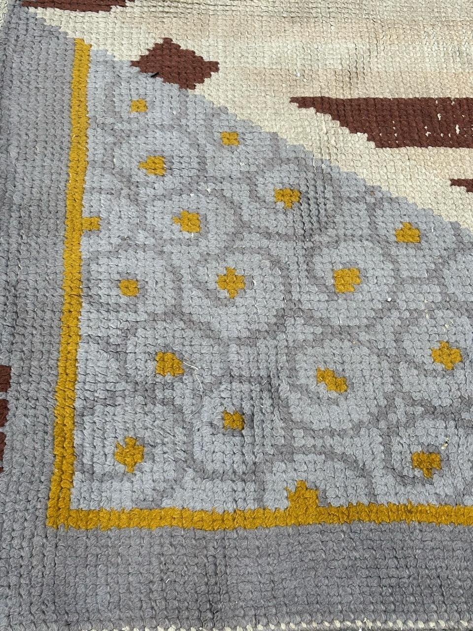 Very beautiful original french art deco rug by Cransac For Sale 6