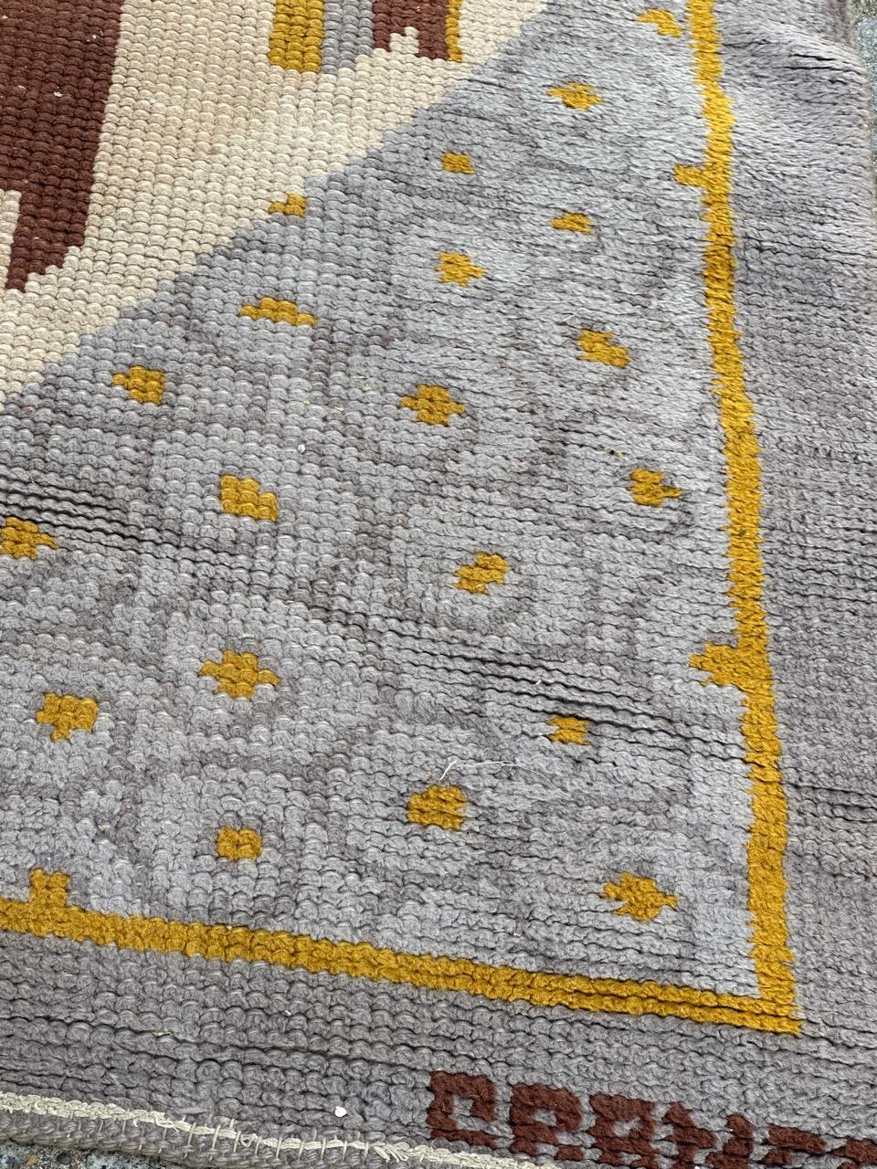 Very beautiful original french art deco rug by Cransac For Sale 7