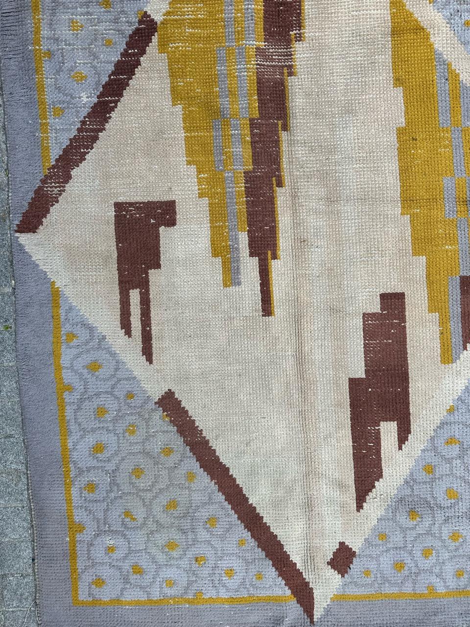 Art Deco Very beautiful original french art deco rug by Cransac For Sale