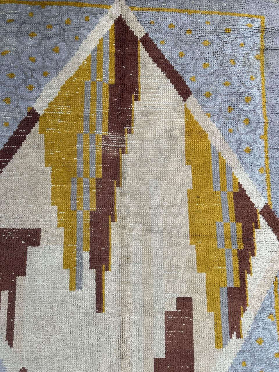 French Very beautiful original french art deco rug by Cransac For Sale