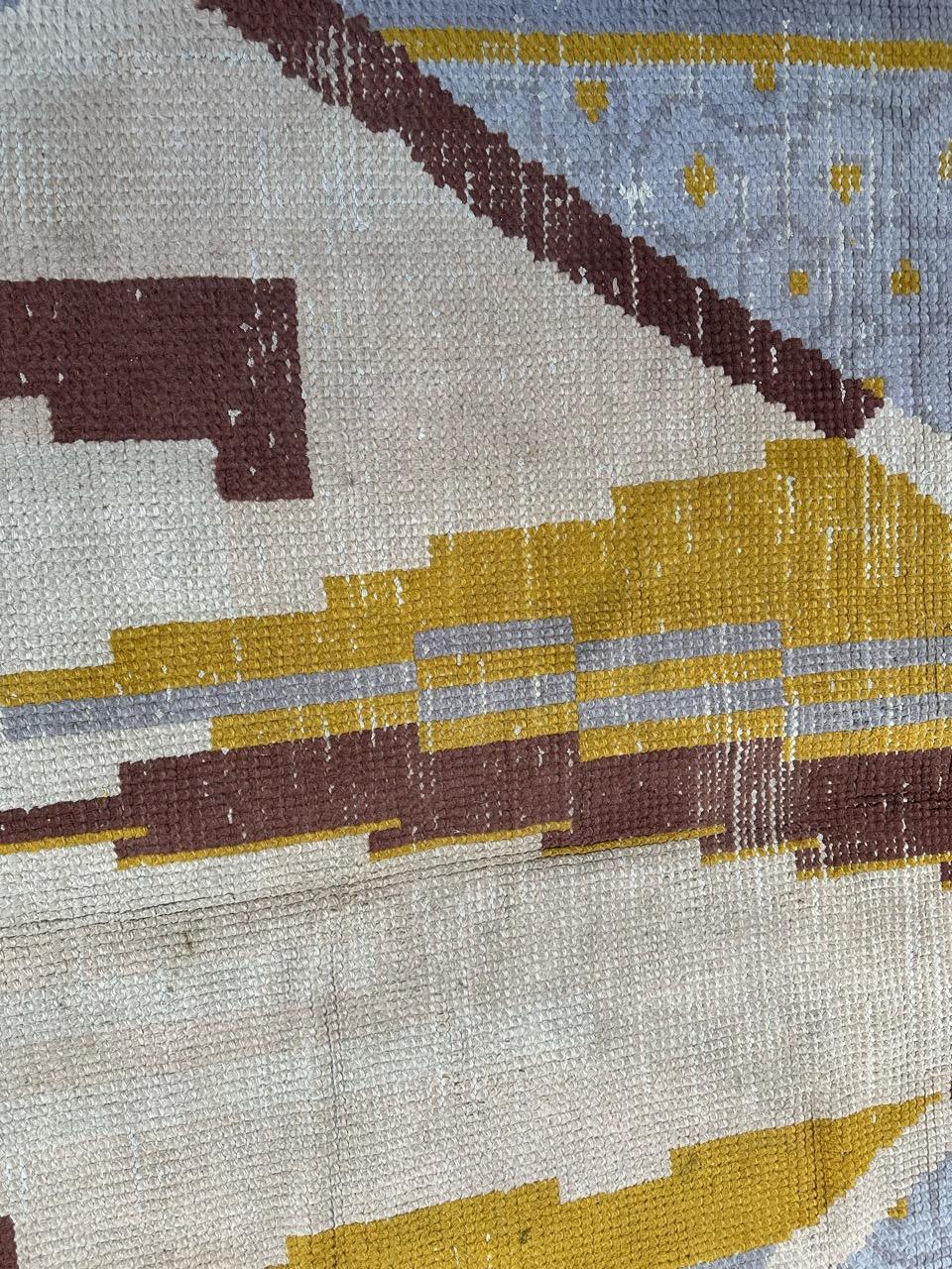 Very beautiful original french art deco rug by Cransac In Fair Condition For Sale In Saint Ouen, FR