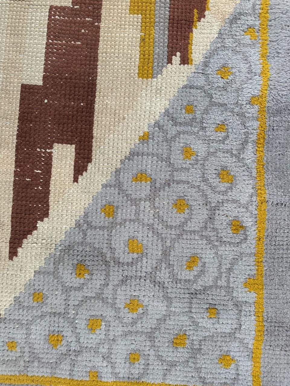 Mid-20th Century Very beautiful original french art deco rug by Cransac For Sale