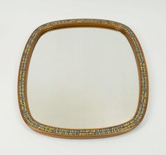 very beautiful rare 1950s mid century modern MIRROR with mosaic and cherry wood