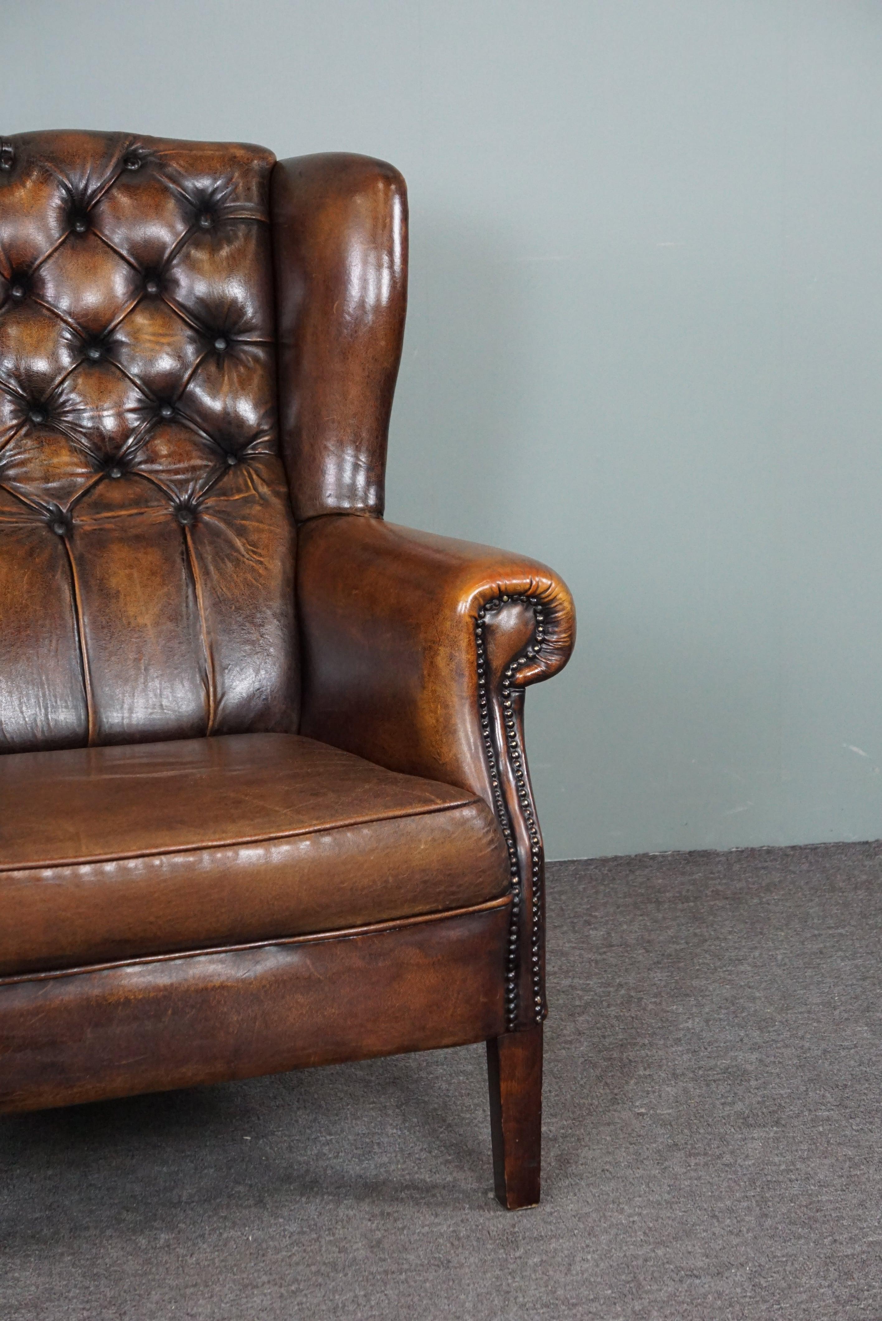 Very beautiful, rare sheep leather wing chair For Sale 1